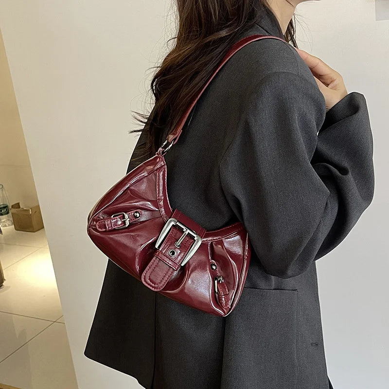 Y2K Retro Pleated Hobo Shoulder Bag – Maillard Style Underarm Clutch for Women