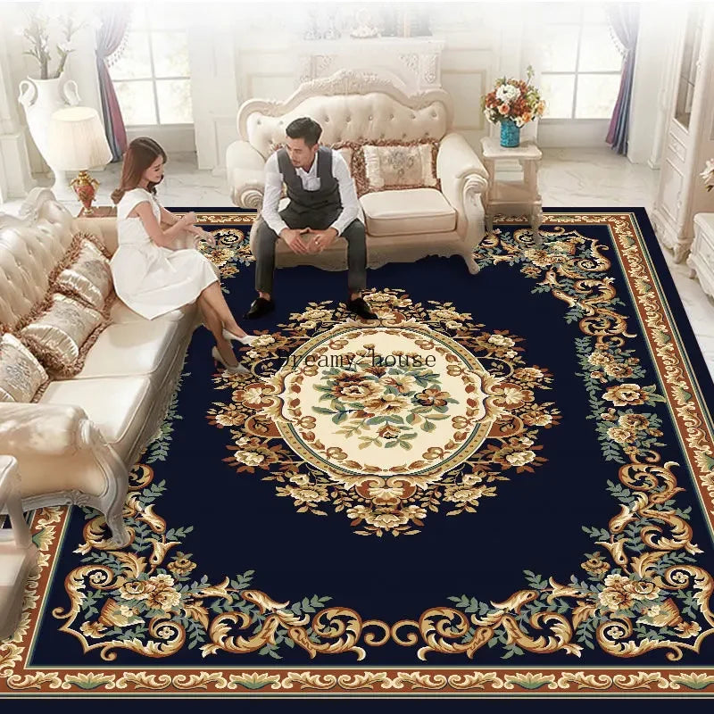 European Luxury Large Area Rug – Washable Non-Slip Carpet for Living Room & Bedroom