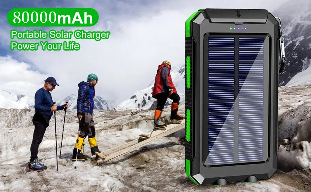 Solar Power Bank 80000mAh — Portable Outdoor Charger with Solar Panel