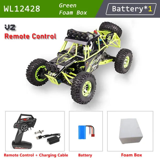WLtoys 12428 1:12 Scale 4WD RC Racing Car – 50KM/H Alloy Off-Road Climbing Truck with LED Lights