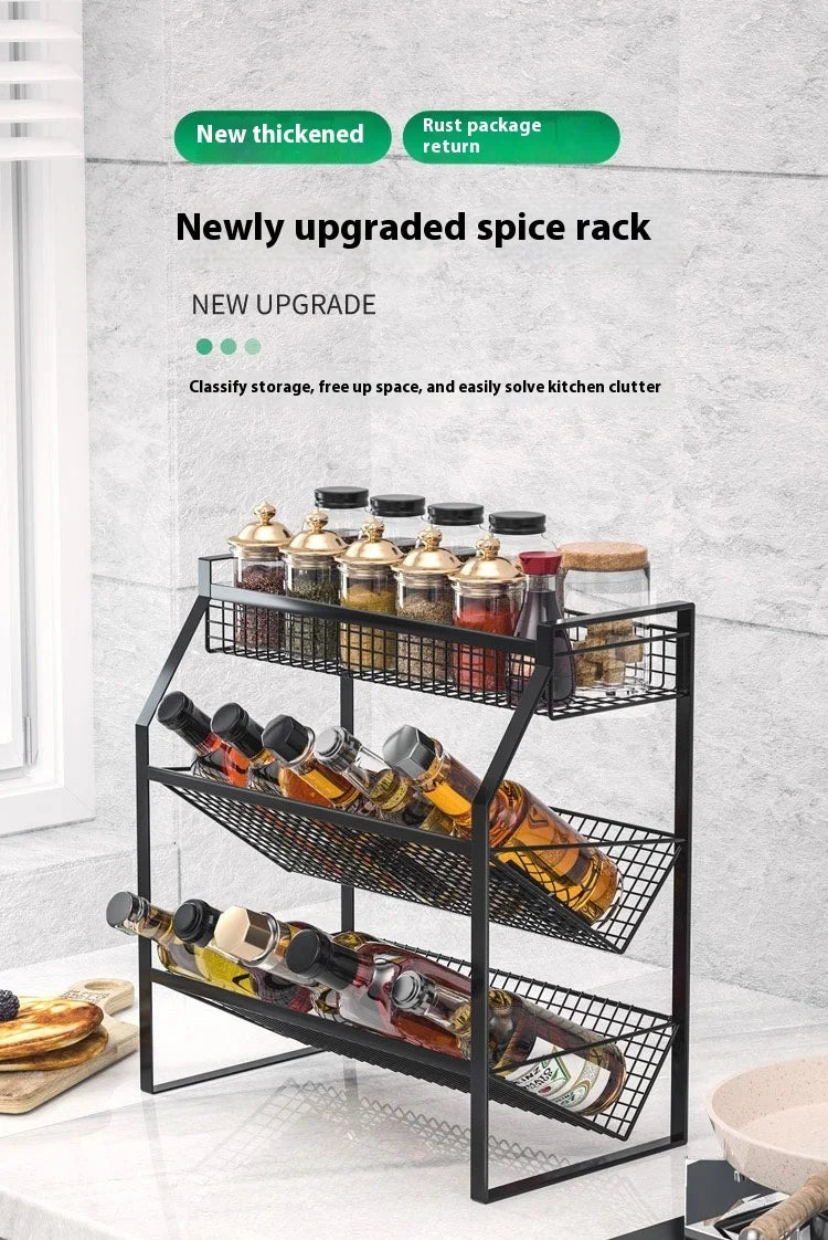 Multi-Tier Metal Spice Rack & Kitchen Drawer Cabinet Organizer – Countertop, Pantry & Under-Sink Storage