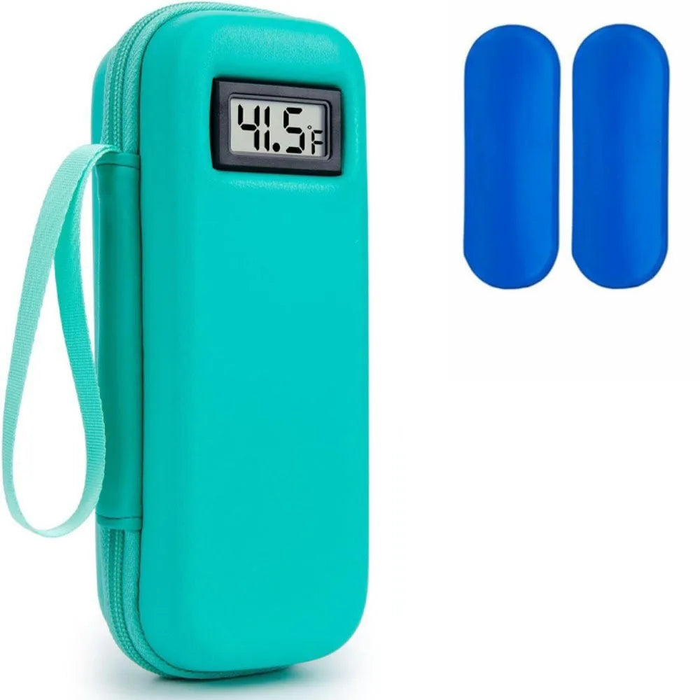 Insulin Cooler Travel Case with Thermometer Display – Waterproof Insulated Refrigerated Medicine Organizer Bag