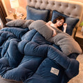 Double-Sided Lamb Fleece Winter Comforter – Thickened Velvet Warm Quilt, 5 Colors & 7 Fill Weights