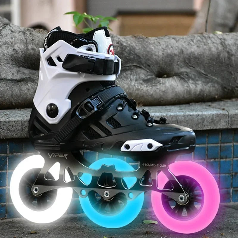 Big Wheel 3-Wheel Speed Roller Skates – Adult Professional Racing Inline Flat Skates