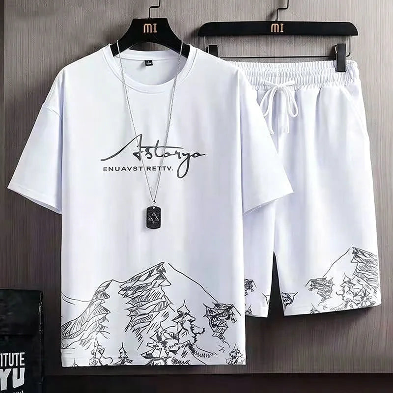 Men's Ice Silk Print Sweatshirt & Sweatpants Set – Outdoor Jogging Basketball Training 2-Piece