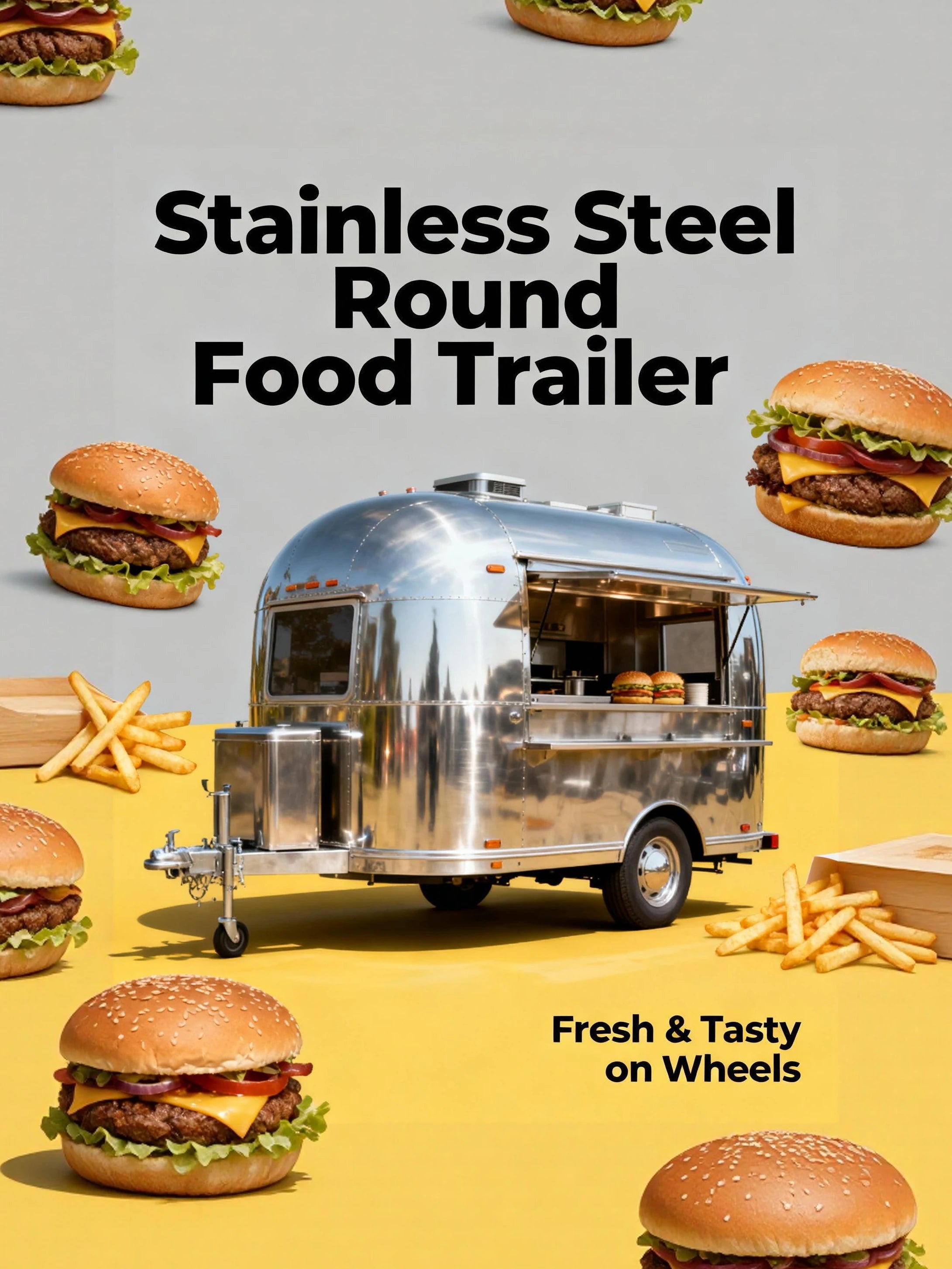 Small Round Mobile Catering Trailer — Street Breakfast Food Cart Truck