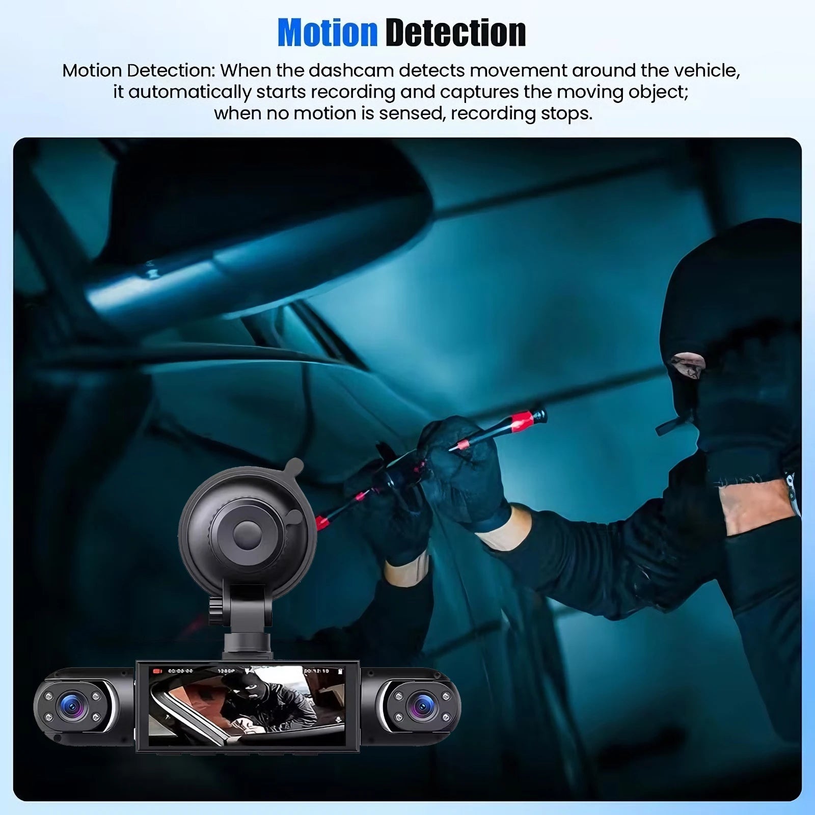 360° 4-Camera Car Dash Cam DVR System – Front, Rear, Interior & Side, Night Vision, Loop Recording