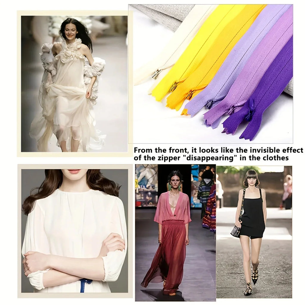Invisible Zippers 5-Pack — Premium Hidden Zippers for Dresses, Pants & More (18cm–60cm)