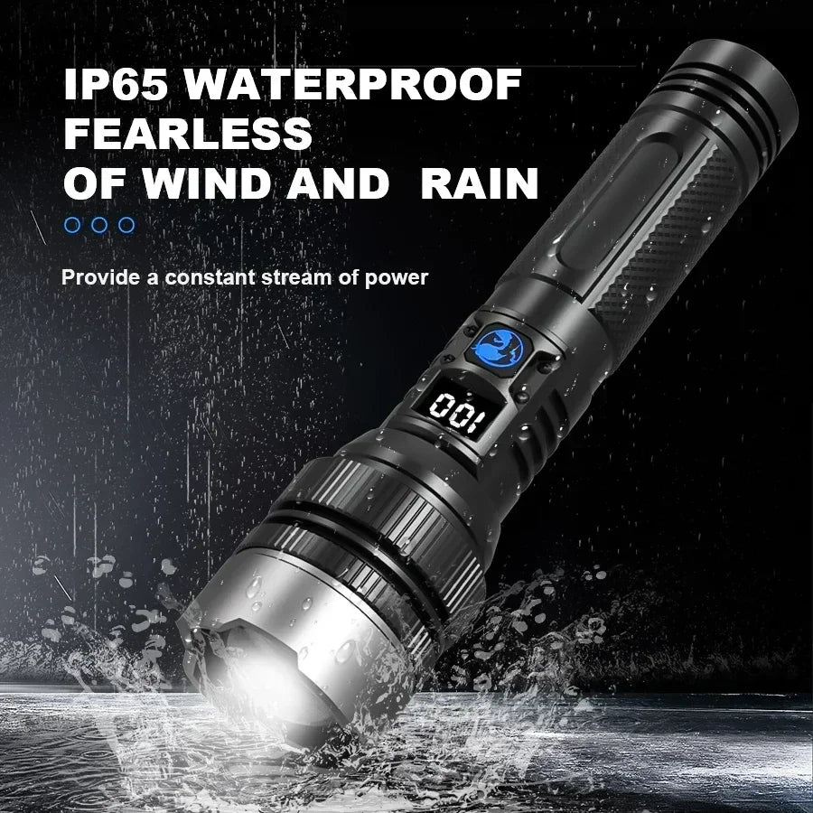 100000LM Super Bright Rechargeable LED Flashlight – Long Range Waterproof Camping Torch