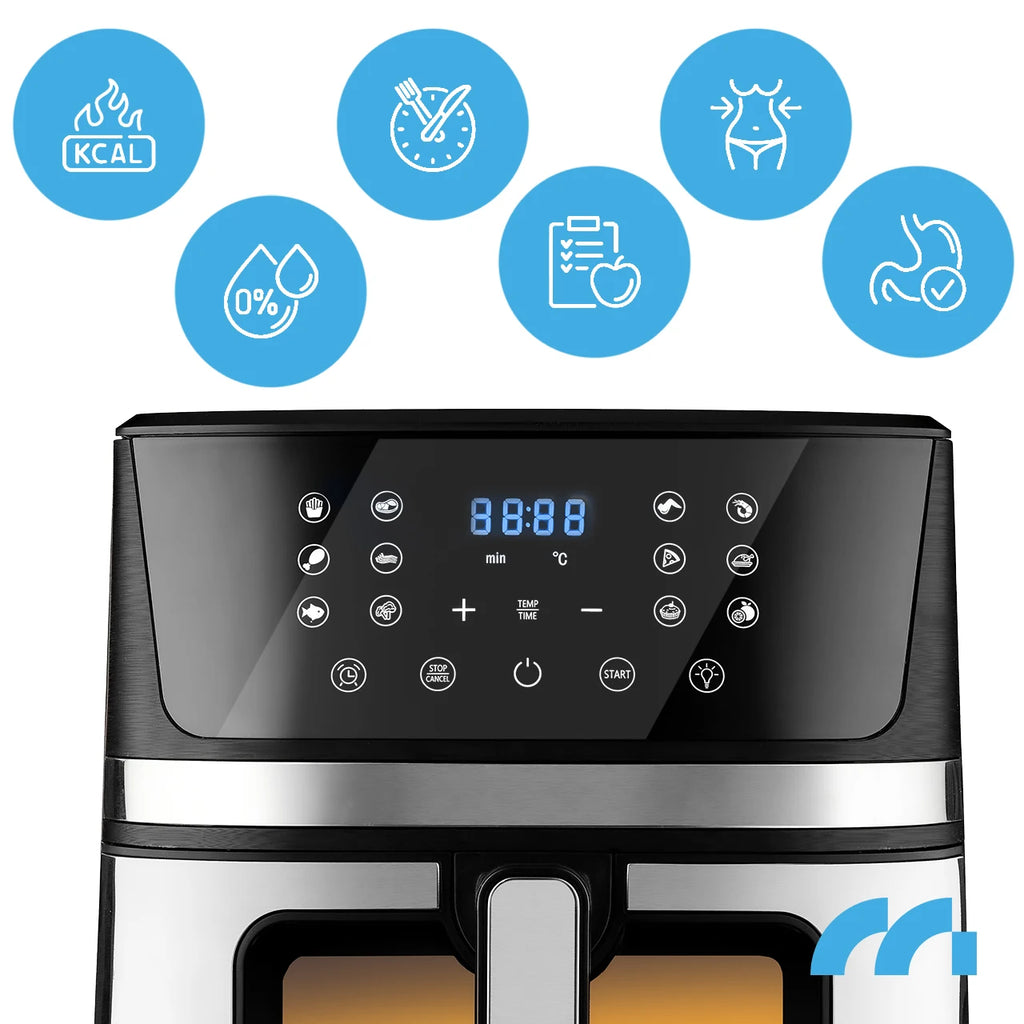 MalTec 7L 1800W Large Air Fryer – Fat-Free Frying with Viewing Window, AirFryer1800W-7L