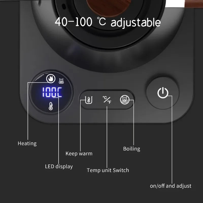 900ml Electric Gooseneck Kettle – 1200W, Stainless Steel, Temperature Control for Coffee & Tea