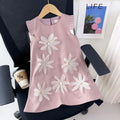 Girls 3D Flower Vest Princess Dress — Wedding & Party Dress (2–7 Years)