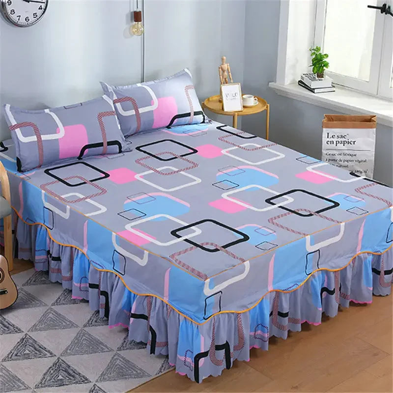 Cotton Quilted Bed Skirt – Double-Thickened Non-Slip Breathable Mattress Cover