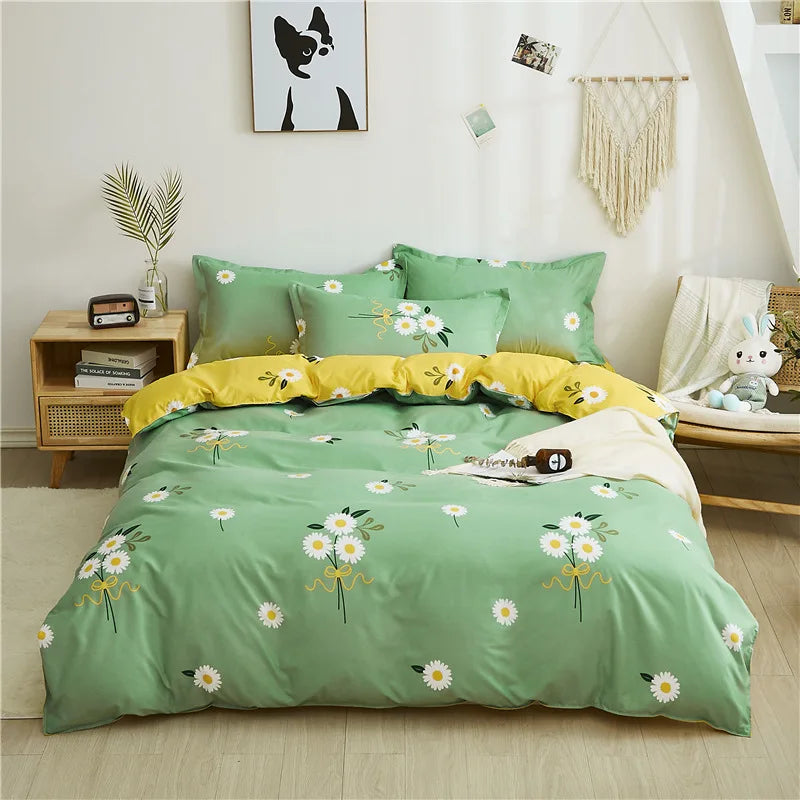 Cartoon Print Duvet Cover Set – Skin-Friendly 400TC Polyester, 3-Piece with 2 Pillowcases, 20 Designs & 4 Sizes
