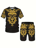 Men's Plaid Print Polo Shirt & Drawstring Shorts Summer Set – 3D Style 2-Piece