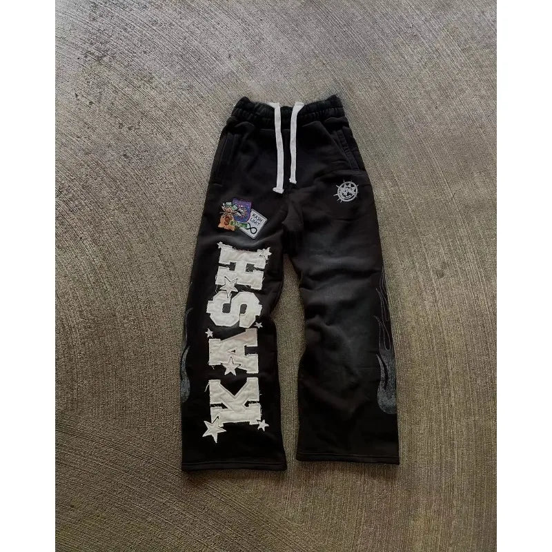 Men's Retro Gothic Punk 3D Print Straight Leg Pants — Loose Fit Streetwear Sweatpants