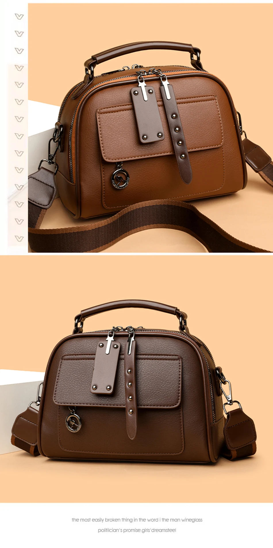 3-Layer Soft PU Leather Crossbody Shoulder Tote – Large Capacity Designer Messenger Bag for Women