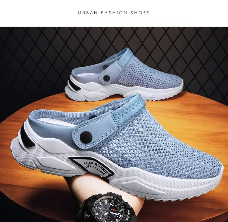 Men's Orthopedic Mesh Sandal Slippers – Hollow Out Breathable Diabetic Walking Shoes with Arch Support