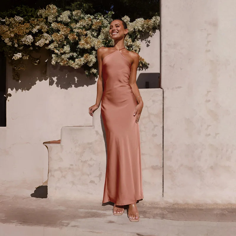 Sleeveless Backless Slim Maxi Party Dress — Sexy Solid Temperament Formal Dress