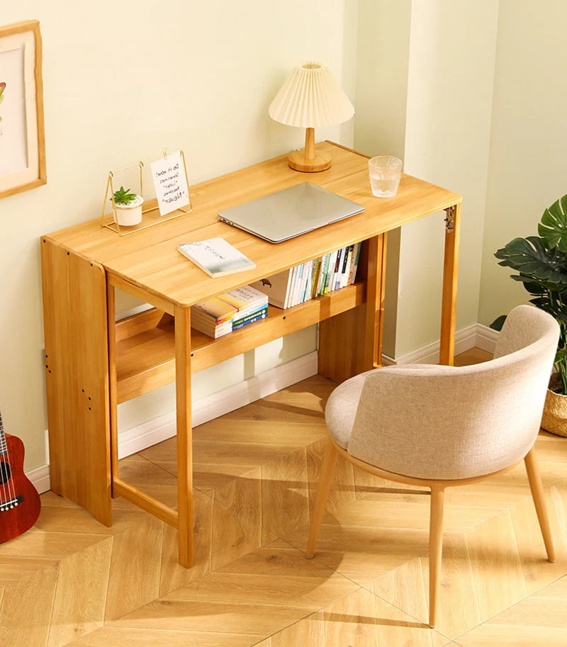 Foldable Bamboo Computer Desk — Student Writing Workbench, Bedroom & Bedside Use, 83cm & 103cm