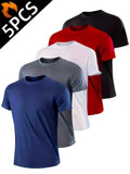 Men's 5-Pack Quick-Dry Short Sleeve Sport Shirts — Moisture-Wicking Training Tees