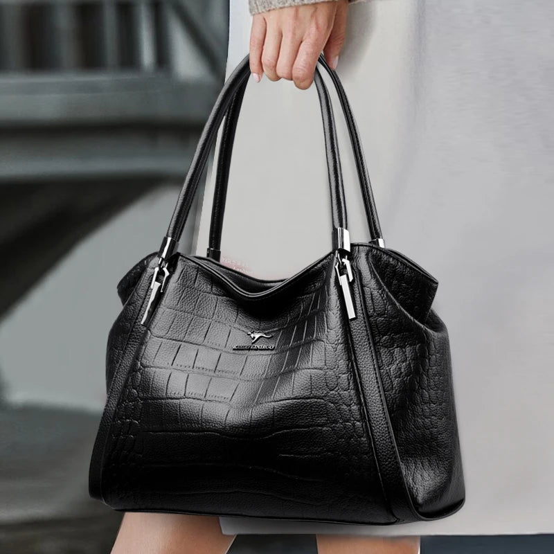Luxury PU Casual Tote Shoulder Bag – Rivet & Sequin Designer Crossbody Handbag for Women