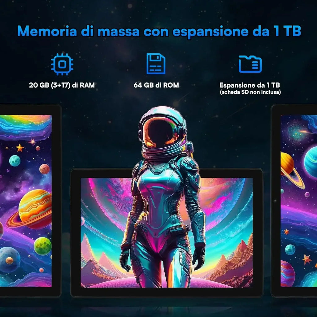 URAO 10" Android 15 Tablet – 20GB RAM, 64GB, Wi-Fi 6, Widevine L1, Keyboard Set