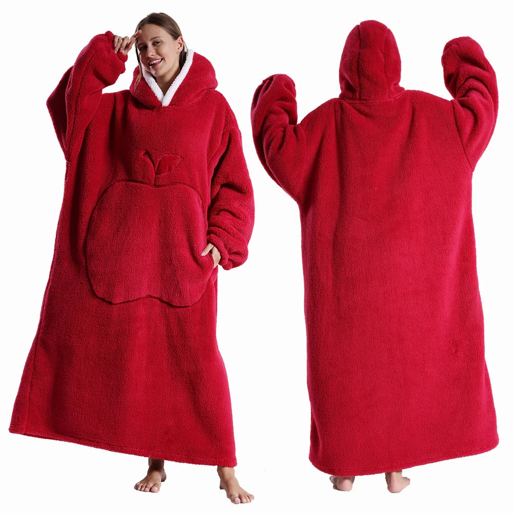 Oversized Wearable Blanket Hoodie – Plush Fleece with Sleeves, Hood & Pocket, 40 Designs