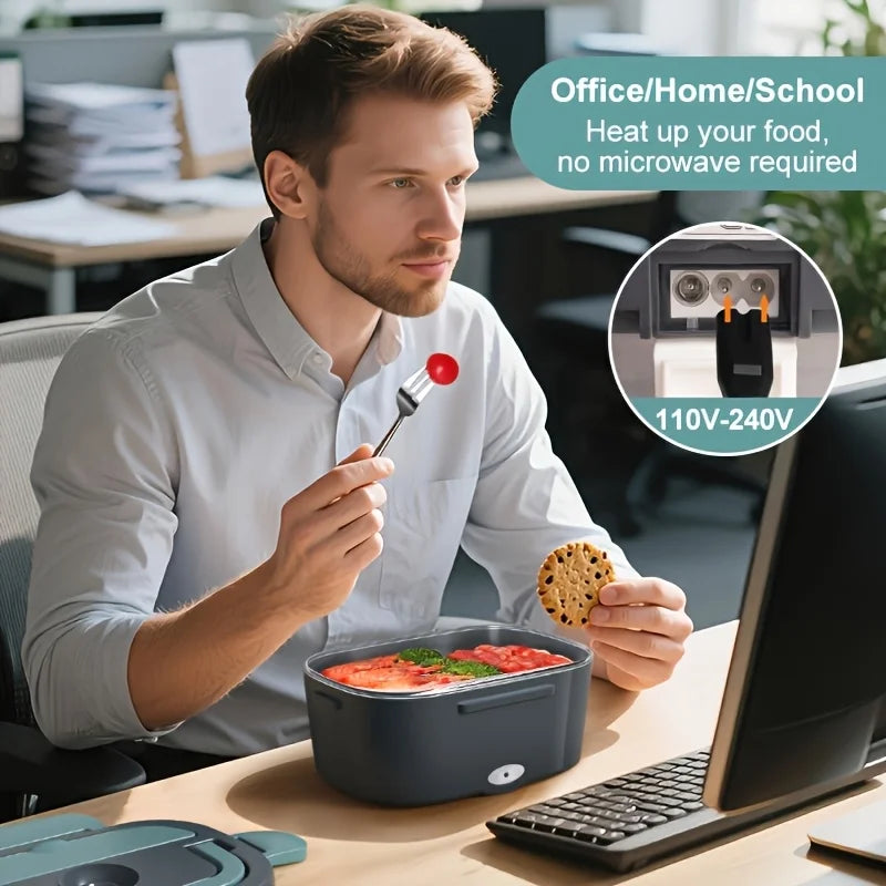 Electric Lunch Box Food Heater — Double Compartment Portable Warmer for Home, Car & Camping (110V-240V / 12V-24V)