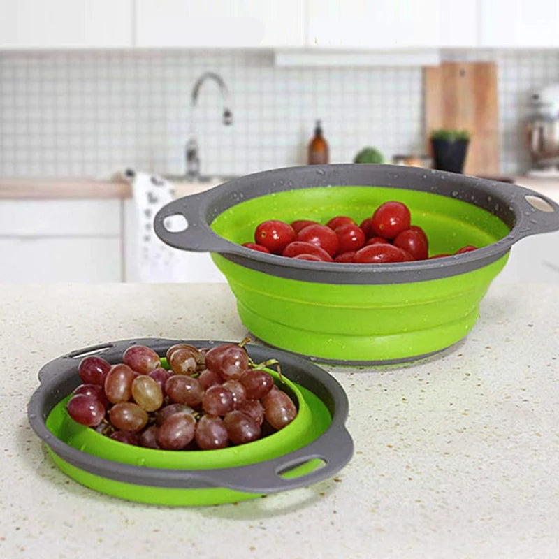 Foldable Silicone Colander Drain Basket — Collapsible