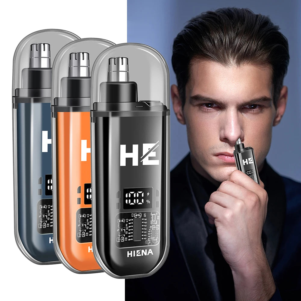 Mini Electric Nose Hair Trimmer – Rechargeable, Painless, USB-C, LED Display, Portable Pocket Size