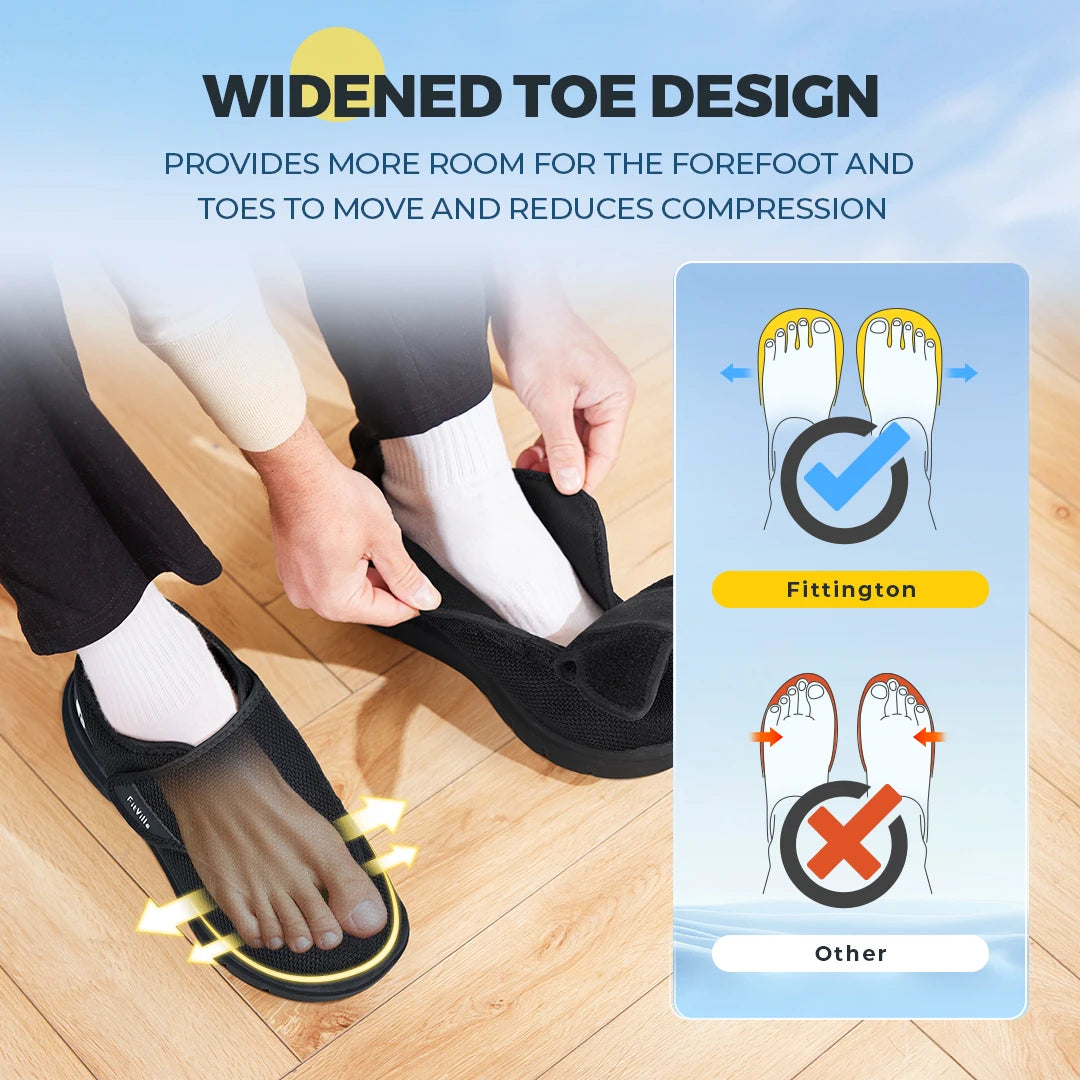 Men's Extra Wide Adjustable Diabetic Walking Shoes – Orthopedic Elderly Foot Pain Relief for Swollen Feet