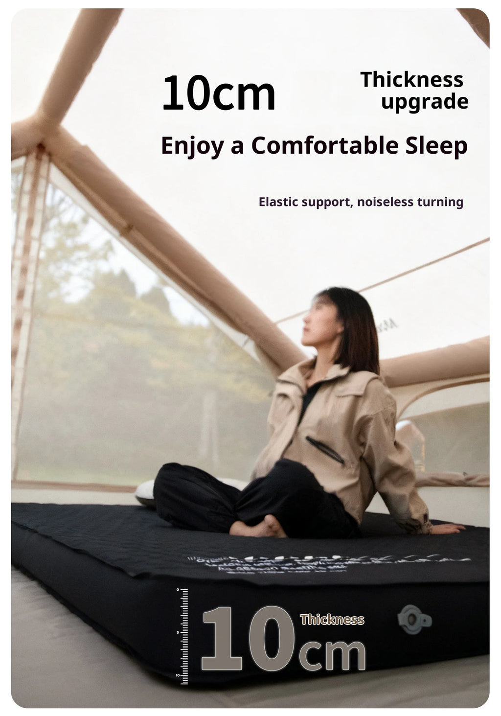 Thickened Sponge Camping Mattress – Portable Outdoor Pad with Integrated Air Pump, Self-Inflating