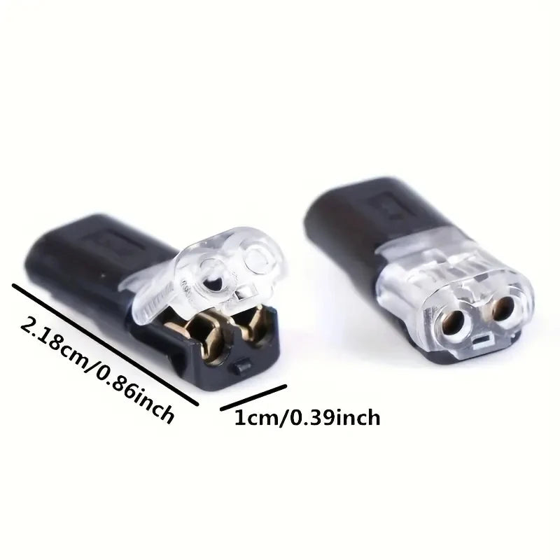 Connect Wires Instantly. No Tools. — H2 2-Pin Pluggable Wire Connectors | Nylon Insulated Copper Quick-Connect Terminal Blocks, 20, 50 & 100 Pack
