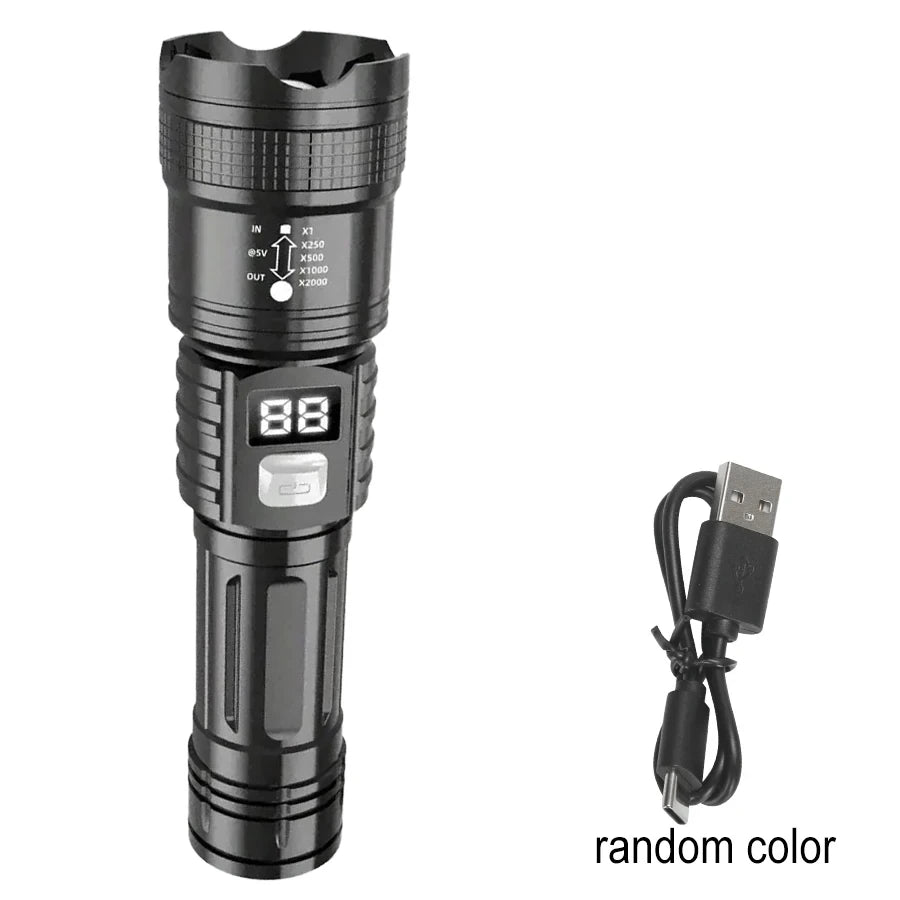 100000LM Super Bright Rechargeable LED Flashlight – Long Range Waterproof Camping Torch