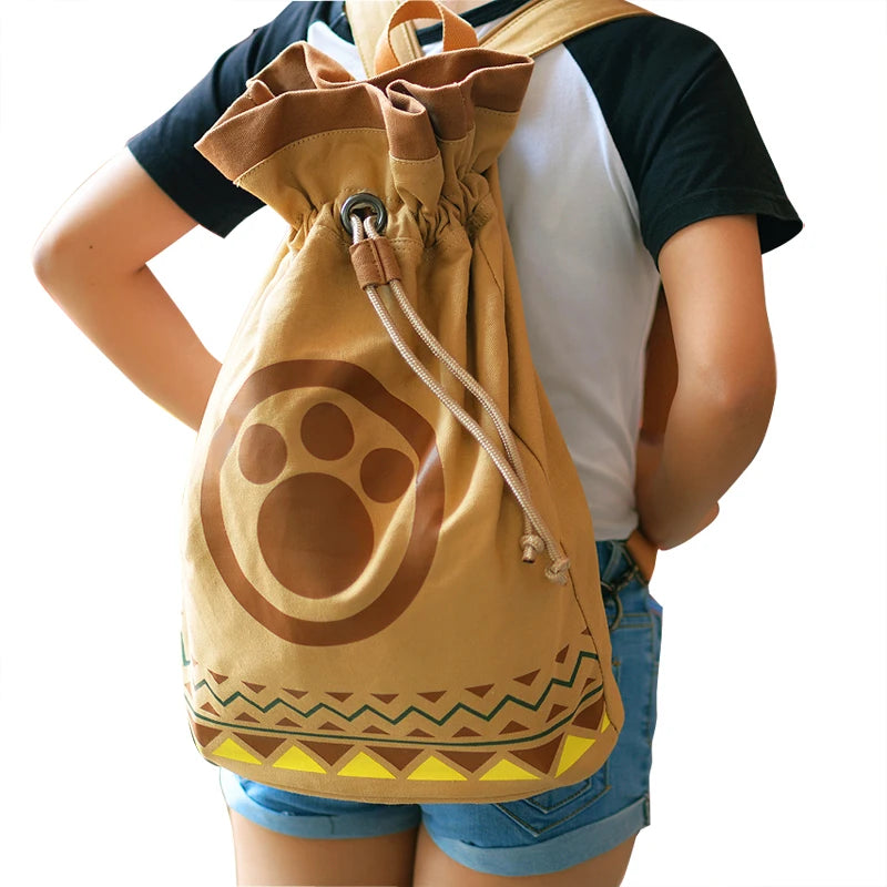 Monster Hunter Airou Cat Drawstring Canvas Backpack – Anime Japanese Schoolbag