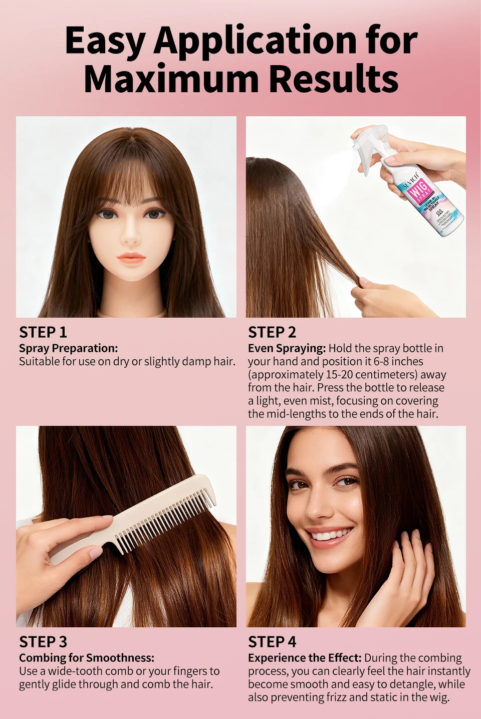 SEVICH Professional Wig Hair Care Products Wig Smoothing Keratin Hair Mask Oil Control Deep Cleansing Wig Shampoo Wig Care Spray