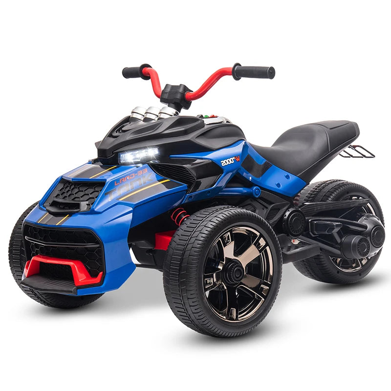 12V Kids Ride-On ATV – Three-Wheel Electric Toy with Lights