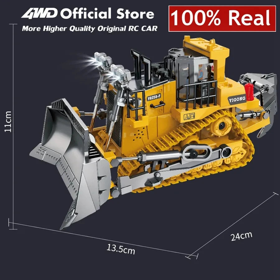 1:20 Scale 4WD RC Excavator Dump Truck Bulldozer – Alloy Construction Vehicle with Lights & Sound