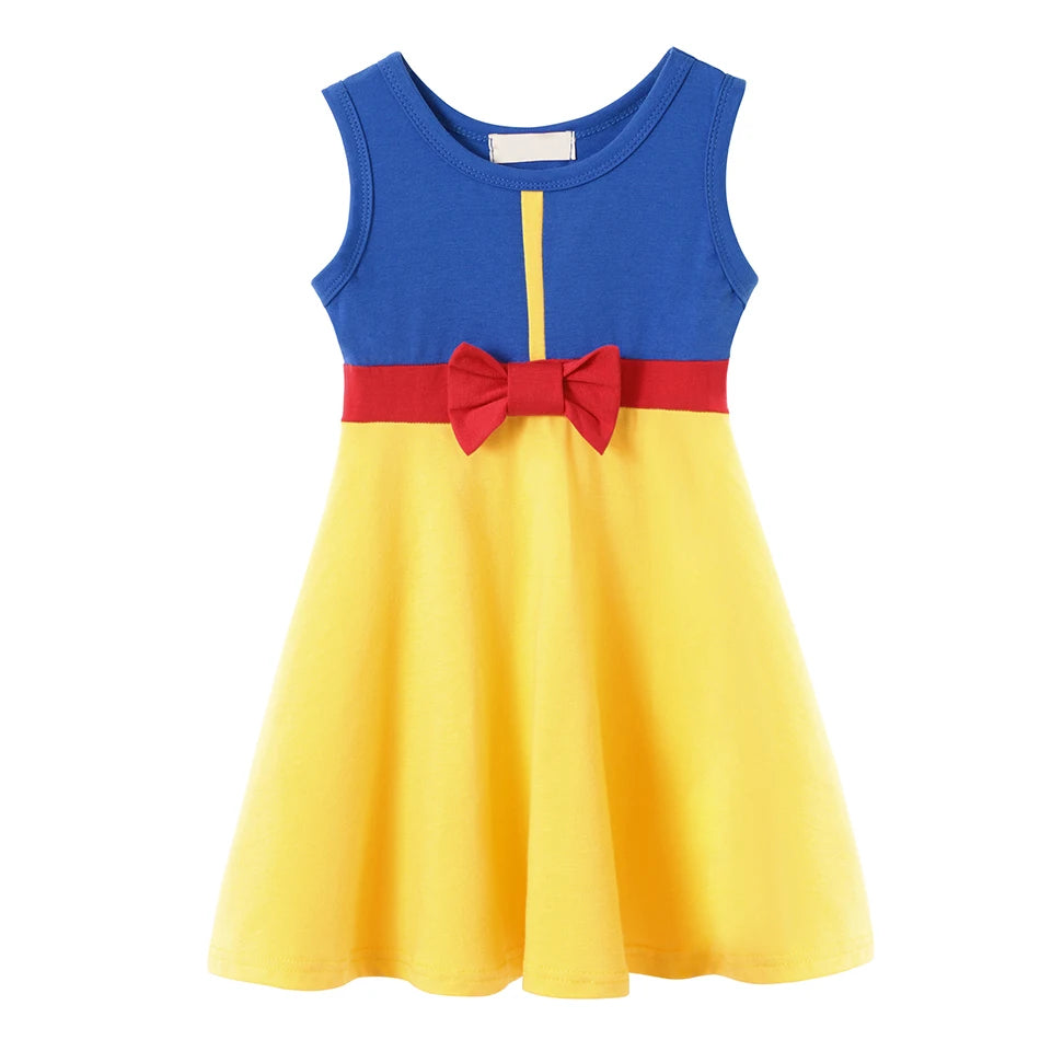 Girls' Princess Costume Dress – Mermaid & Rapunzel One-Shoulder Short Sleeve Summer Casual Vest