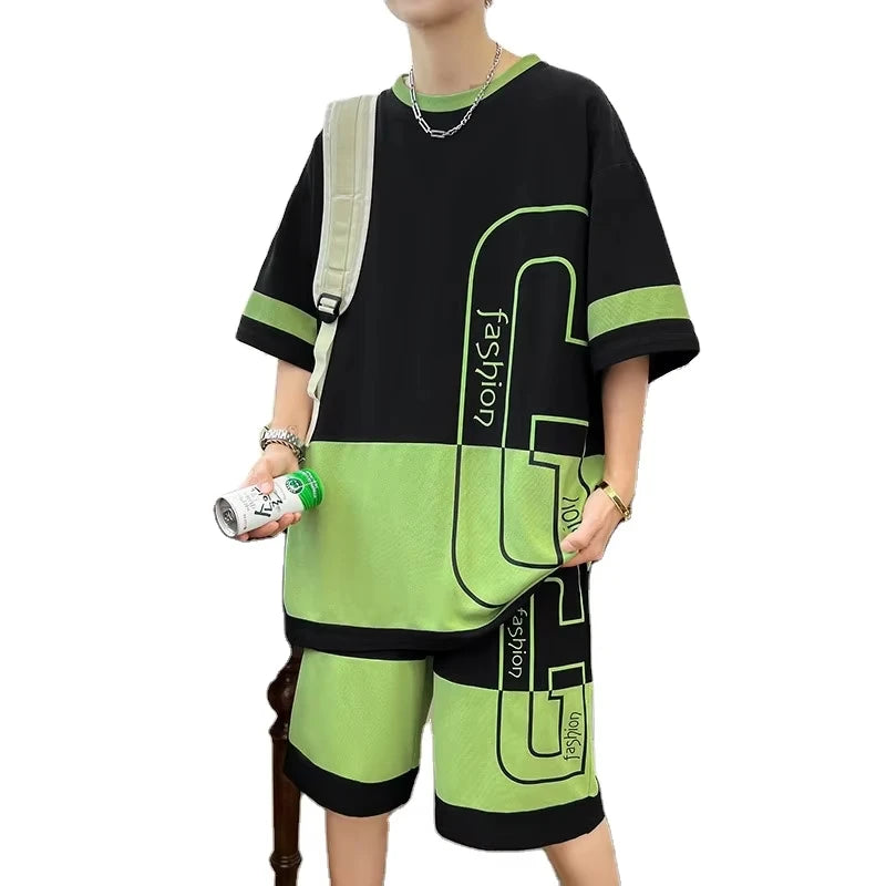 Men's Loose Lightweight Sport Short Sleeve & Shorts Set – Trendy Summer Two-Piece