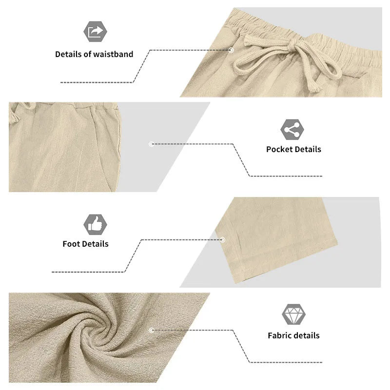 Men's Linen Casual Loose Hooded Henley Shirt & Long Pants Set – Relaxed Autumn 2-Piece Suit