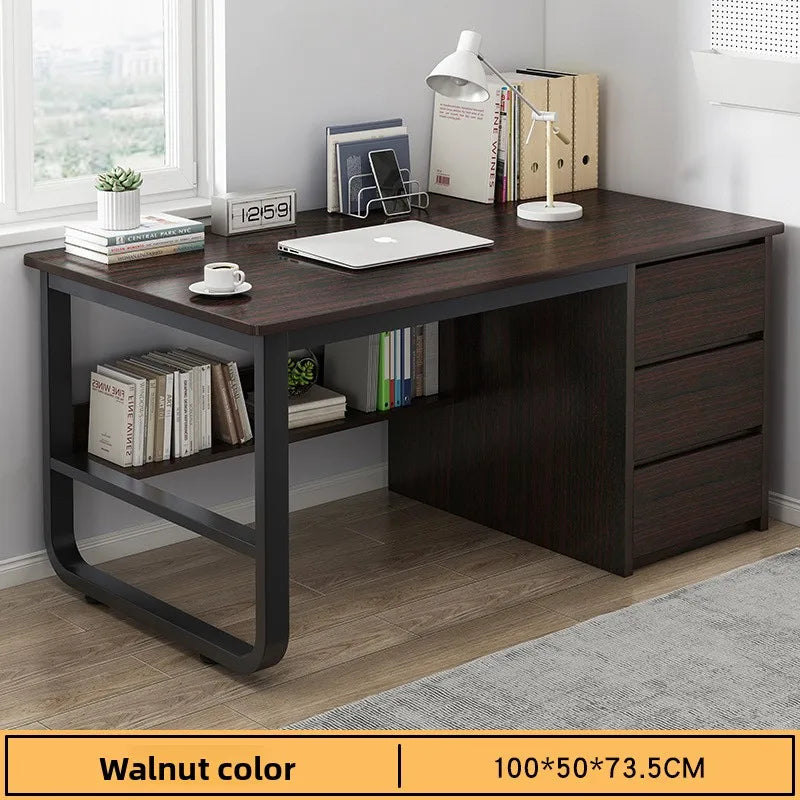 Modern Desk with Integrated Bookshelf — Student Writing Desk, Home Computer Desk & Bedroom Study Table