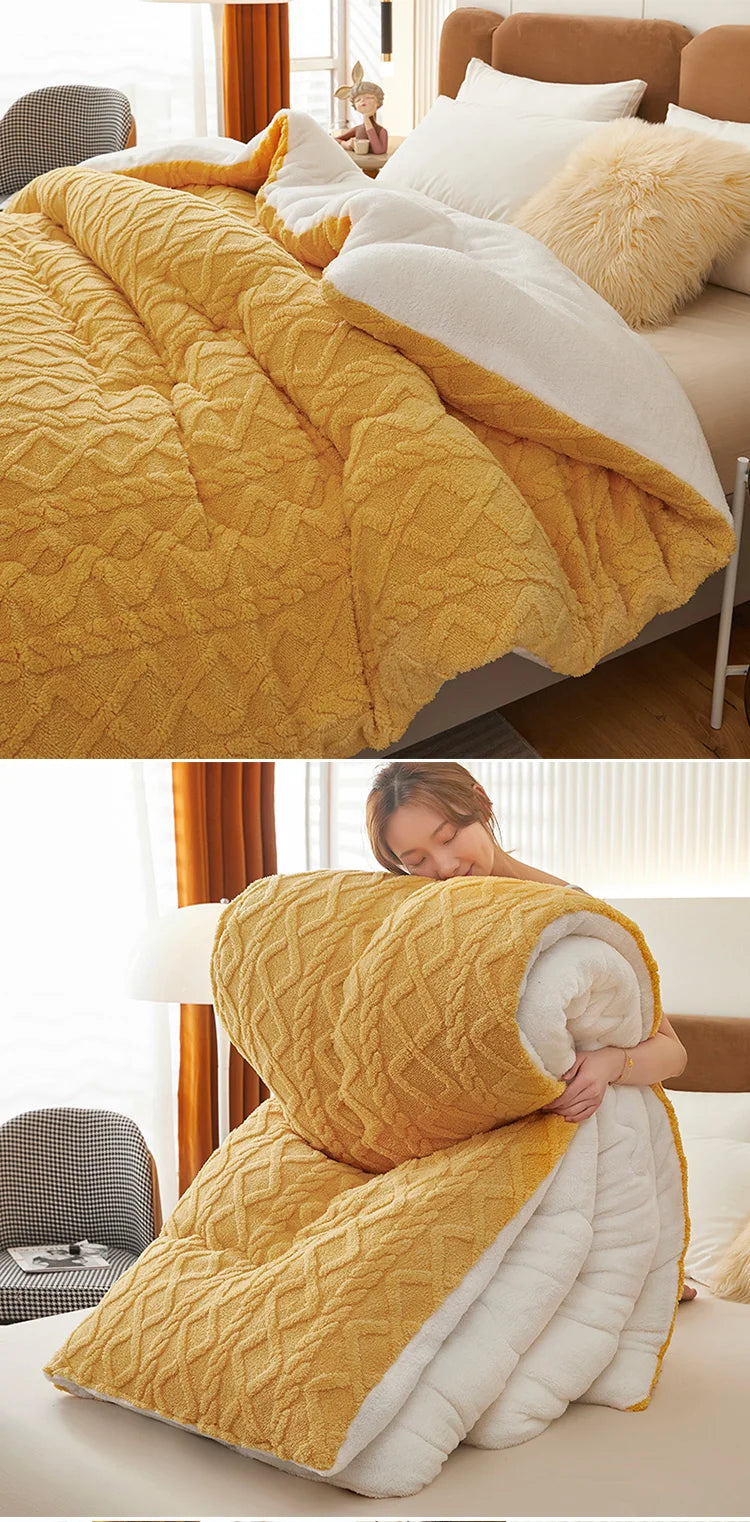 Thick Fleece Bed Blanket – Faux Lamb Plush Comfort