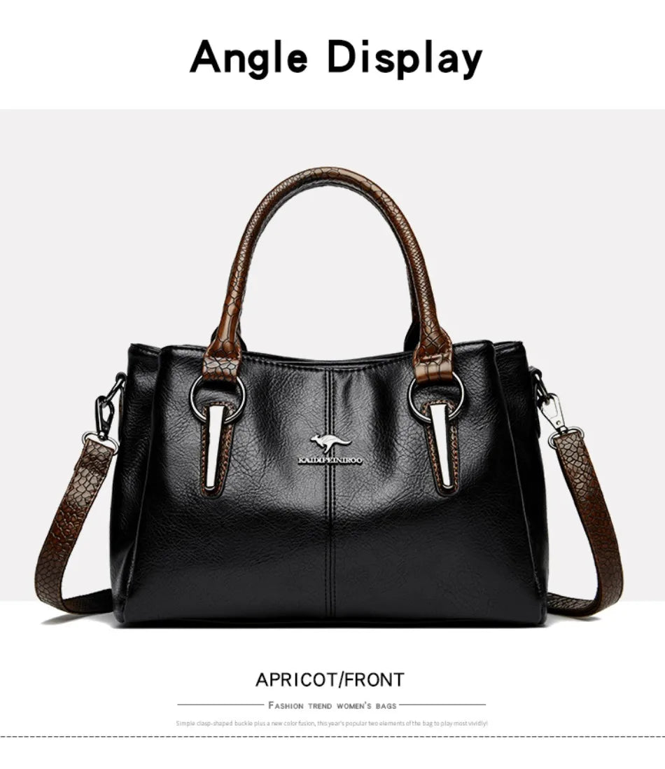 Luxury Soft Leather Large Capacity Tote Crossbody Bag – Elegant Shoulder Handbag for Women