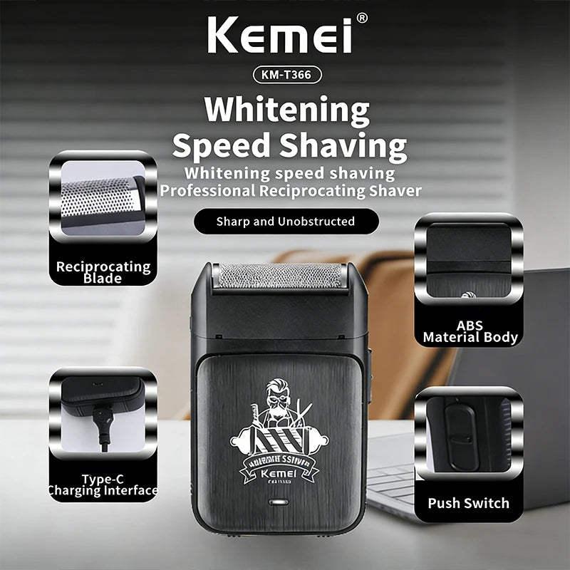 Kemei 2-in-1 Professional Hair Clipper & Trimmer Set – Oil Head Shear, Carving Blade, USB Fast Charge