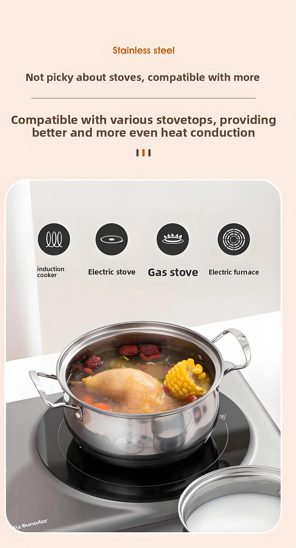 3-Piece Stainless Steel Cookware Set – Stockpot, Saucepan & Frying Pan