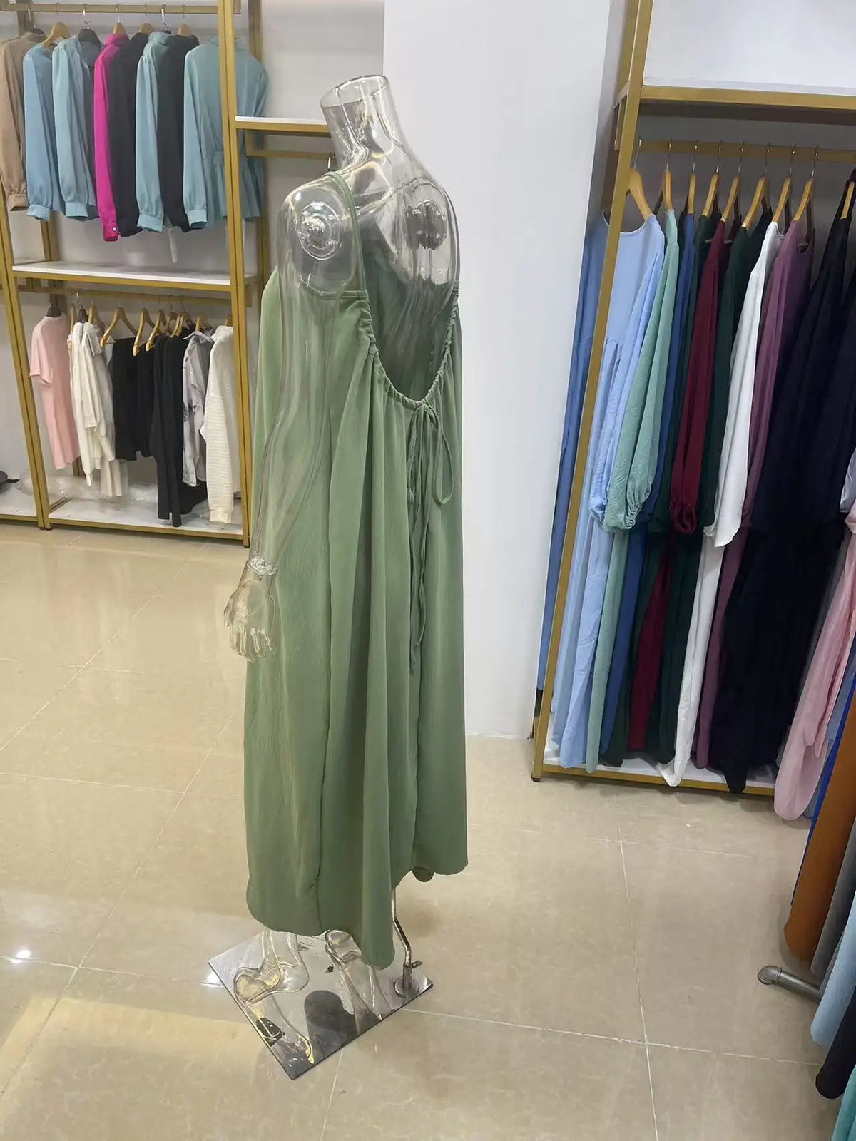 Women's Strapless Backless Loose Maxi Dress – Comfortable Sleepwear & Casual Home Dress