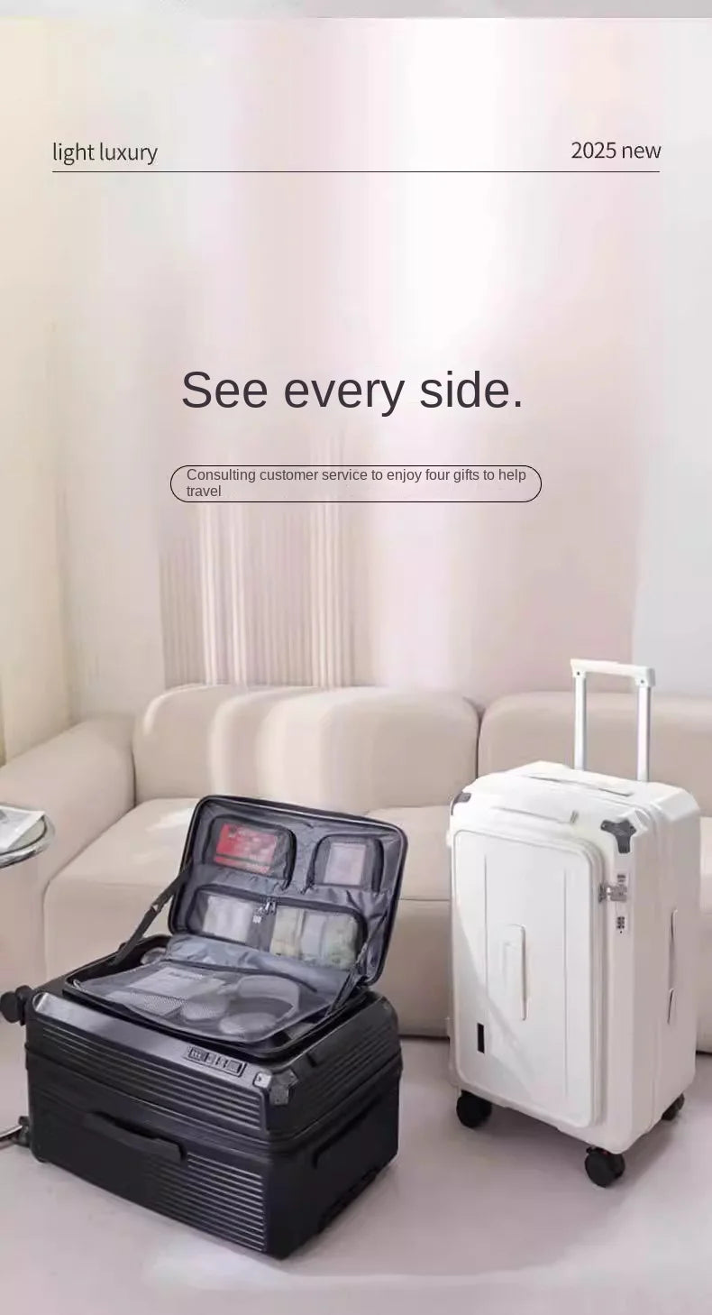 Side Opening Expandable Suitcase – Large Capacity PC Hardside with Brake & 5-Wheel Spinner 20–34"
