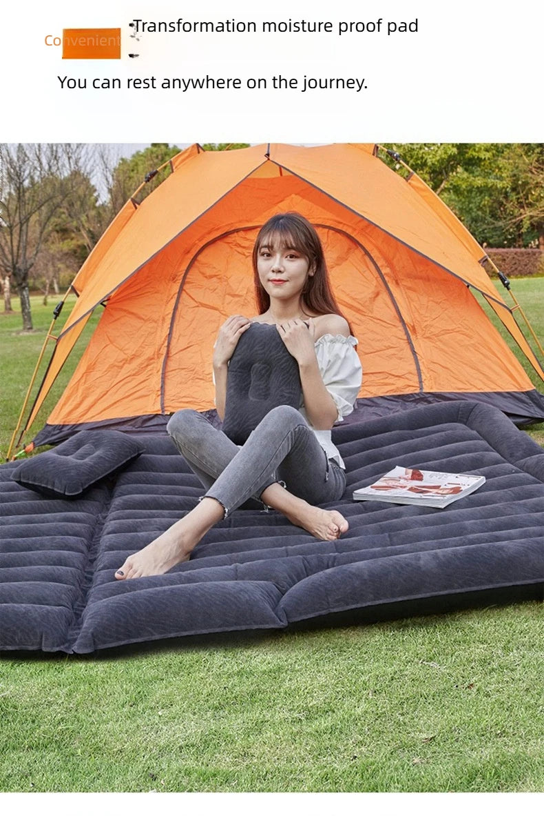 Car Inflatable Mattress – Soft Fabric Backseat Air Bed for Road Trips & Camping, Multiple Colors